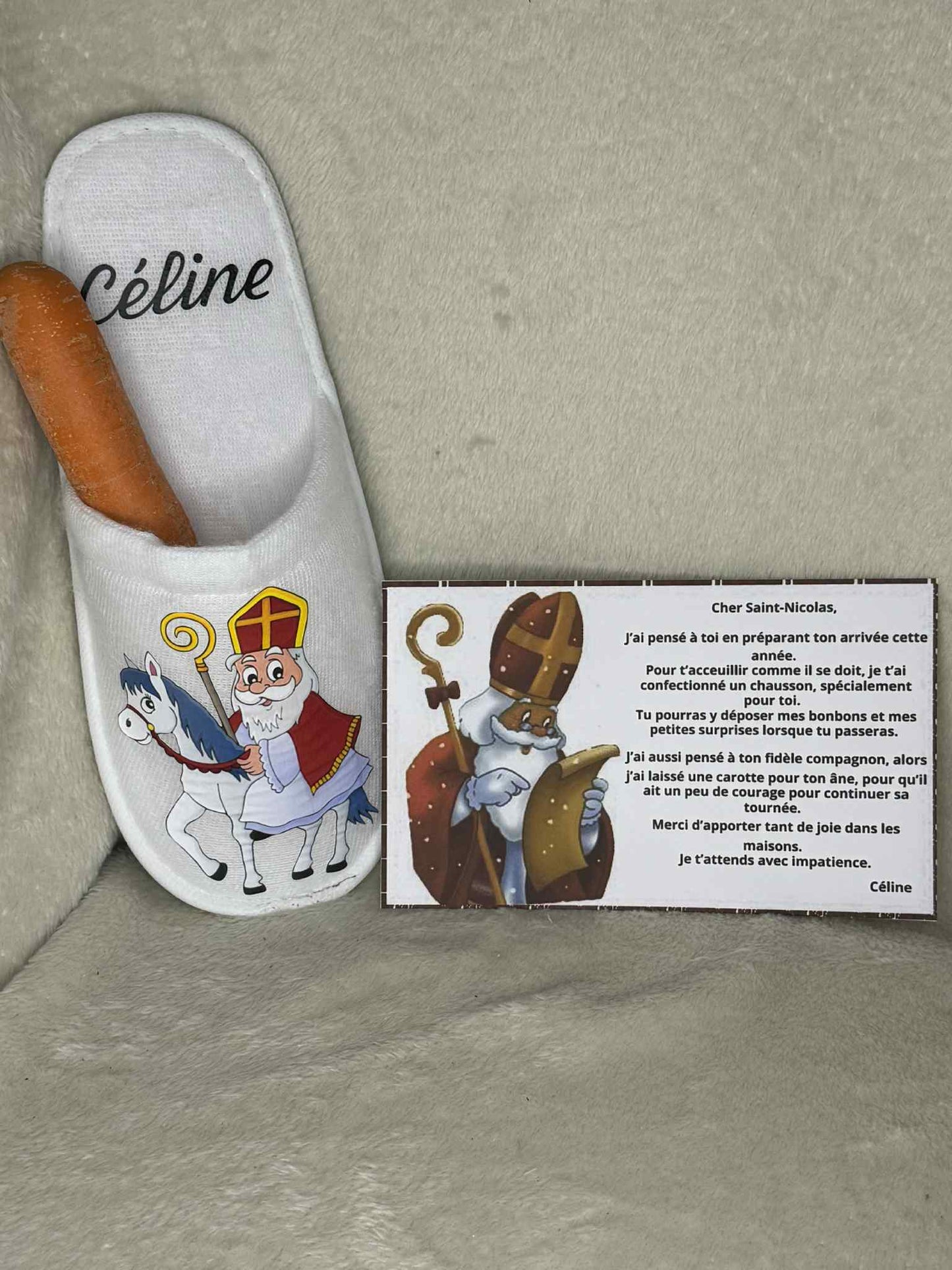 Pantoufle et lettre à Saint-Nicolas
